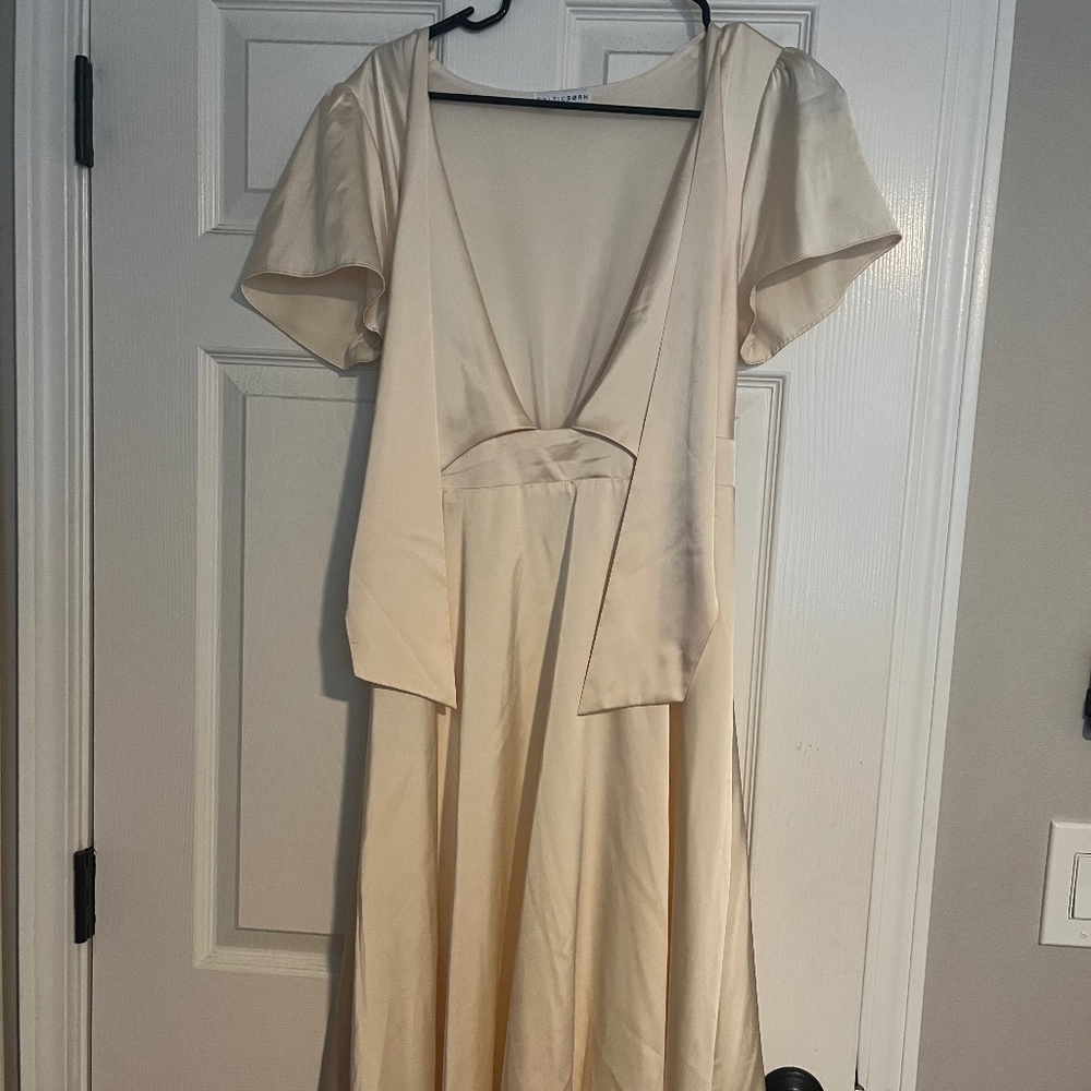 Baltic Born- Poppy Satin Midi Dress Ivory